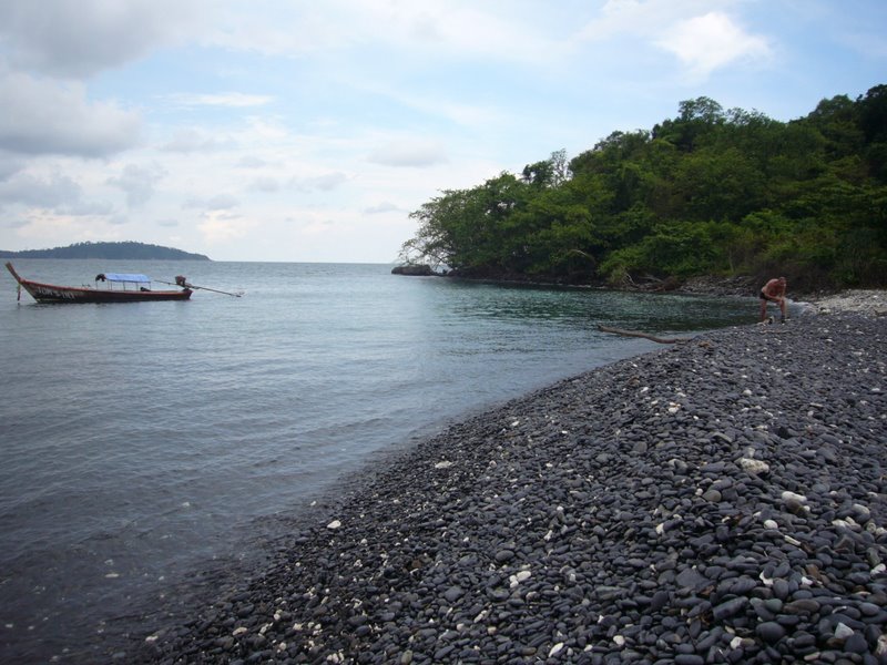 Black pebble island